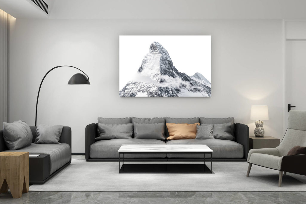 décoration salon contemporain suisse - cadeau amoureux de montagne suisse - Mont Cervin Matterhorn - Dent d'Hérens vu du sommet du Rothorn