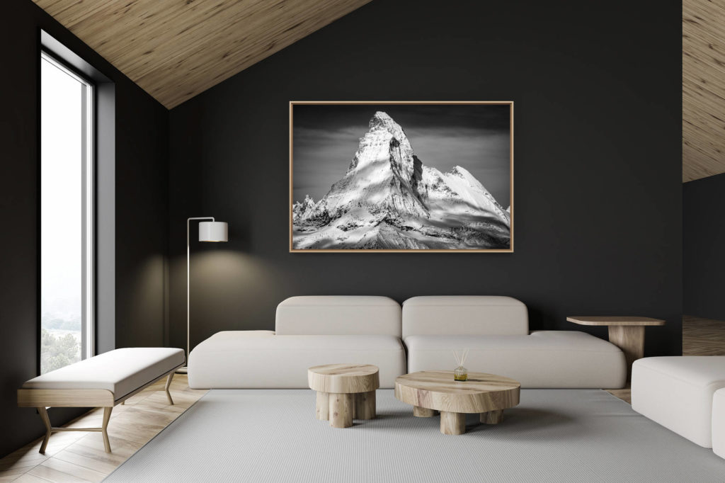 décoration chalet suisse - intérieur chalet suisse - photo montagne grand format - Matterhorn Zebra - belle photo de montagne enneigée dans les Alpes Suisses du canton du Valais