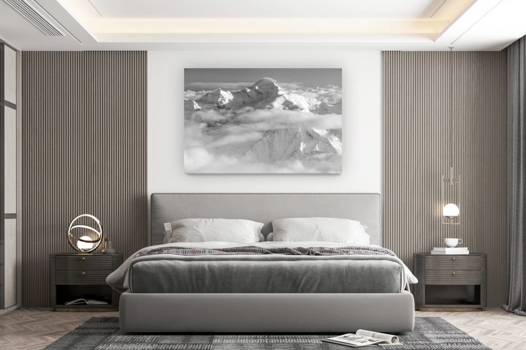 décoration murale chambre design - achat photo de montagne grand format - Image de Mont Blanc dans une mer de nuages - Massifs des Alpes - Holy dawn