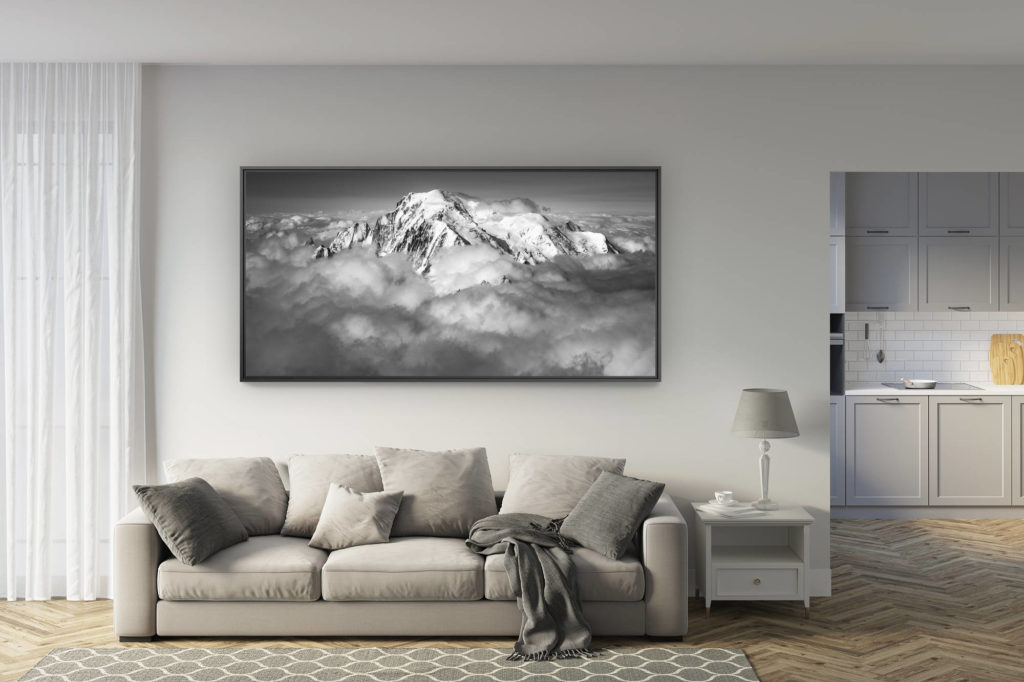 déco salon rénové - tendance photo montagne grand format - telepherique aiguille du midi - panoramique mont blanc - météo aiguille du midi nuage - photo artistique chamonix