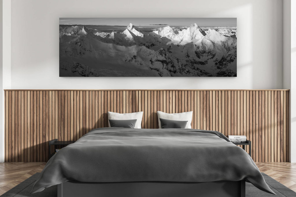 décoration murale chambre adulte moderne - intérieur chalet suisse - photo montagnes grand format alpes suisses - Photo encadrée couronne impériale de Zinal - déco ambiance chalet de montagne