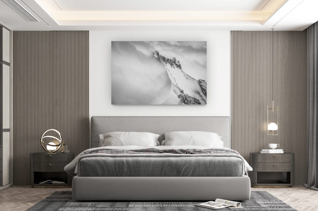 décoration murale chambre design - achat photo de montagne grand format - Piz Bernina photo montagne - Image des alpes suisses vues du ciel en hélicoptère