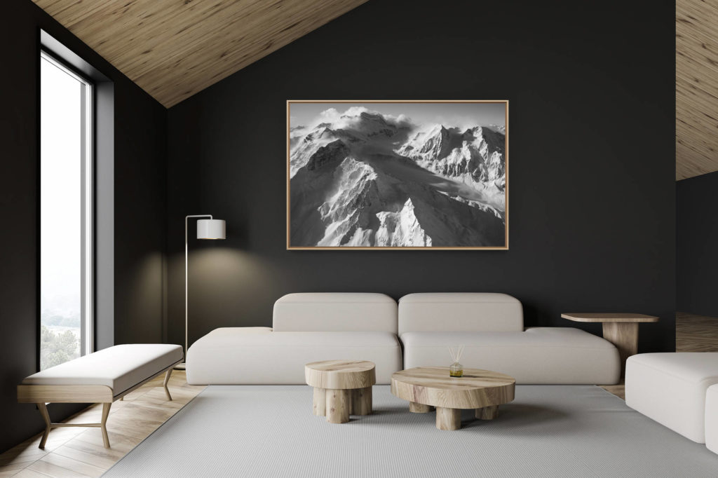 décoration chalet suisse - intérieur chalet suisse - photo montagne grand format - Vallée des Combins - image lever de soleil montagne et paysage montagne noir et blanc - massif montagne des Alpes Suisses