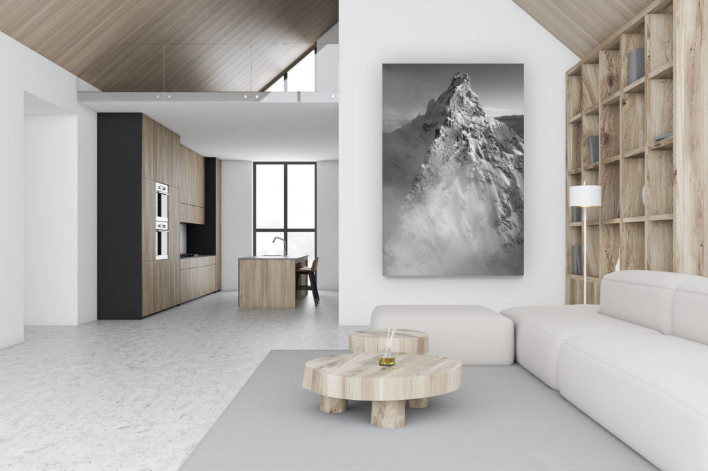 décoration chalet luxueux suisse - photo montagne grand format verticale - décoration murale design -