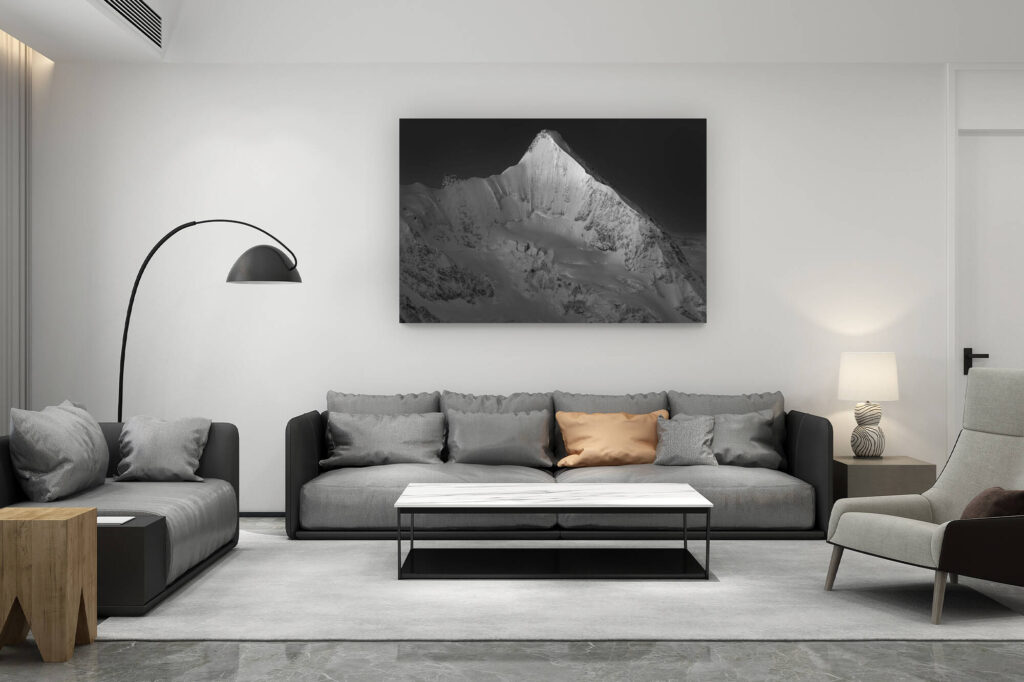 décoration salon contemporain suisse - cadeau amoureux de montagne suisse - photo noir et blanc montagne suisse obergabelhorn - La liste Jeremie Heitz