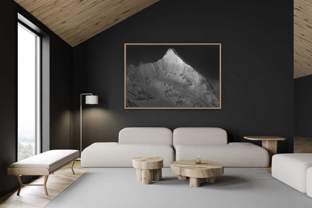 décoration chalet suisse - intérieur chalet suisse - photo montagne grand format - photo noir et blanc montagne suisse obergabelhorn - La liste Jeremie Heitz