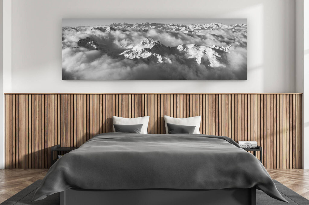 décoration murale chambre adulte moderne - intérieur chalet suisse - photo montagnes grand format alpes suisses -