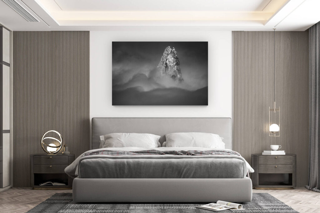 décoration murale chambre design - achat photo de montagne grand format - Dent du Géant - Brouillard de montagne et mer de nuages depuis l'aiguille du midi