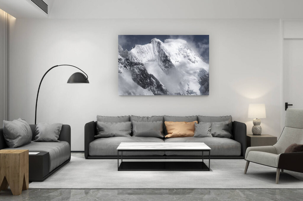 décoration salon contemporain suisse - cadeau amoureux de montagne suisse - Photo massif mont blanc - Grandes Jorasses