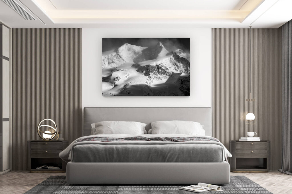 décoration murale chambre design - achat photo de montagne grand format - Photo montagne neige Vallée de Zermatt - Nordend - Pointe Dufour - Zumsteimspitze